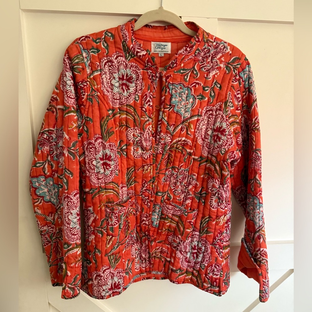 Vintage Ibiza Orange Floral Quilted Jacket